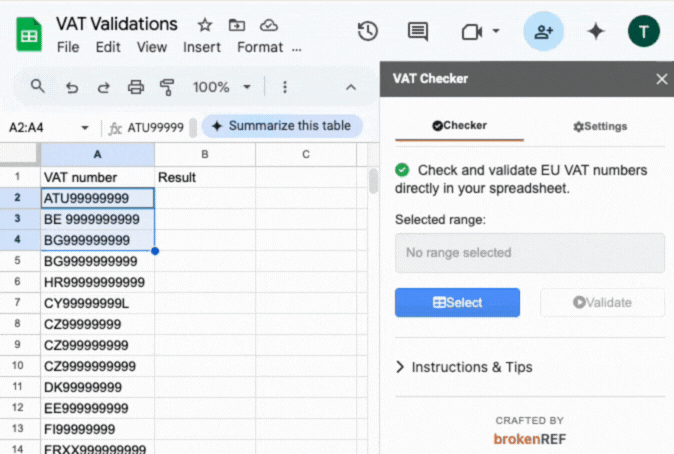 VAT Checker Demo GIF